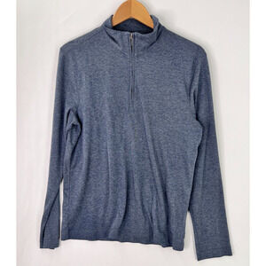 Michael Kors Mock Neck Pullover Sweater Long Sleeve 1/4 Zip Blue Men's Medium